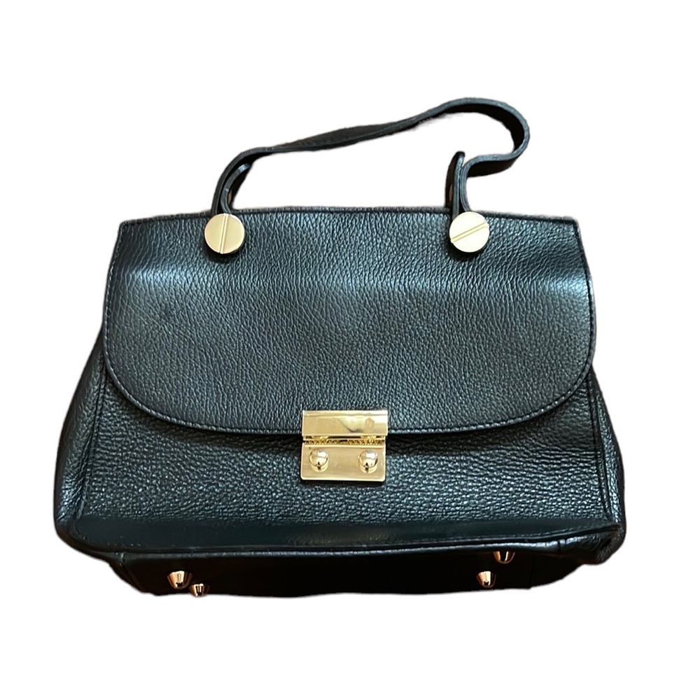 black genuine leather hand bag